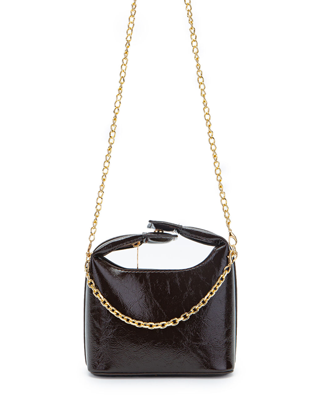 Zincir Askılı Rugan Suni Deri Kadın Çapraz Çanta Ivy Kahverengi-2