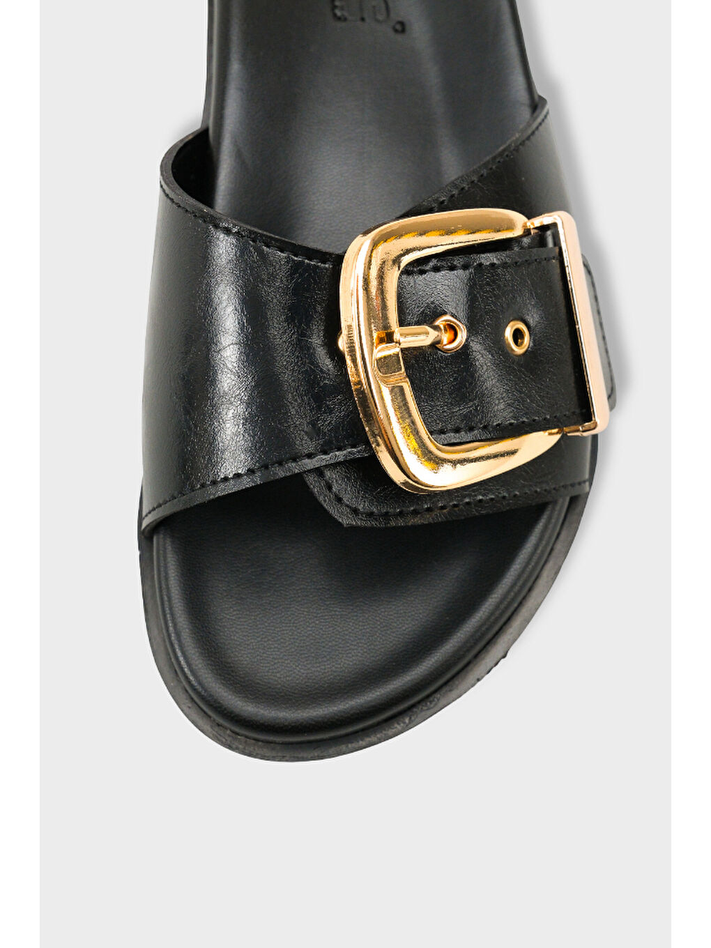 Siyah Cybelle Düz Topuklu Tek Bantlı Metal Tokalı Kadın Terlik-2