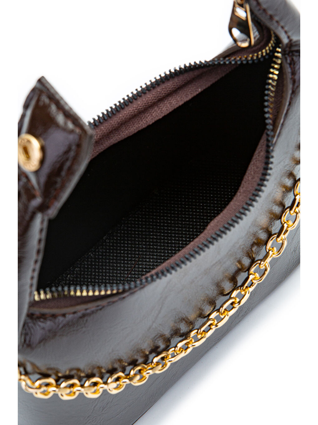 Zincir Askılı Rugan Suni Deri Kadın Çapraz Çanta Ivy Kahverengi-4