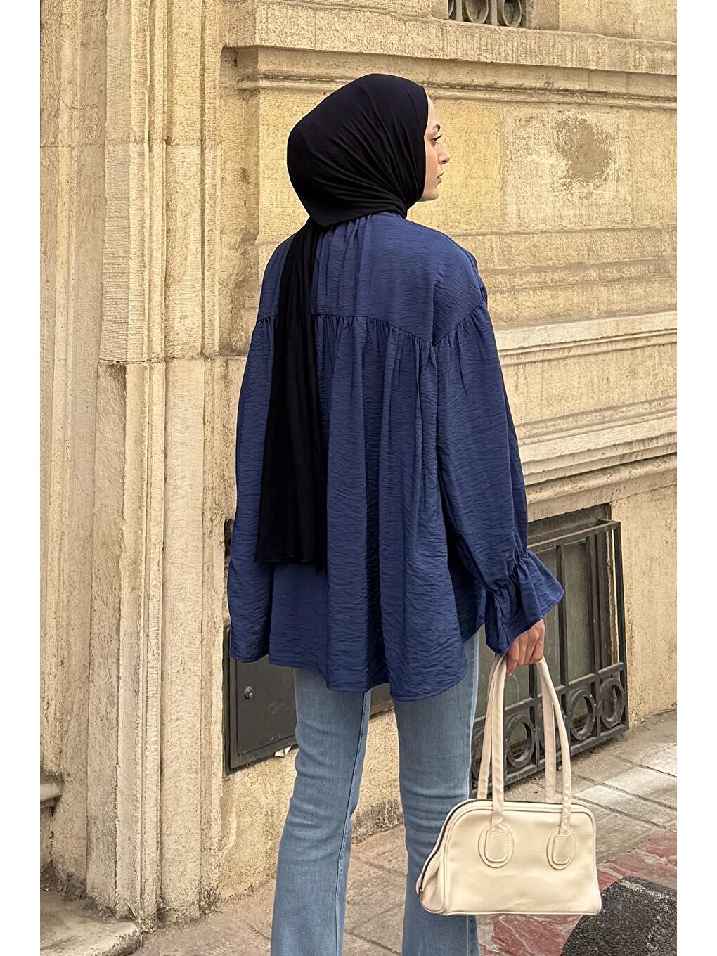 Roba Detaylı Tesettür Gömlek İndigo-2