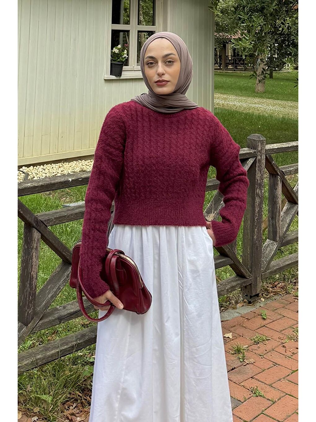 Crop Triko Kazak Bordo-2