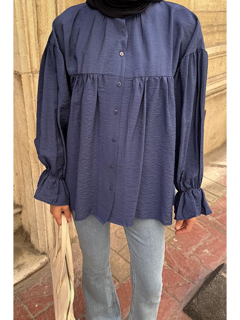 Roba Detaylı Tesettür Gömlek İndigo-3