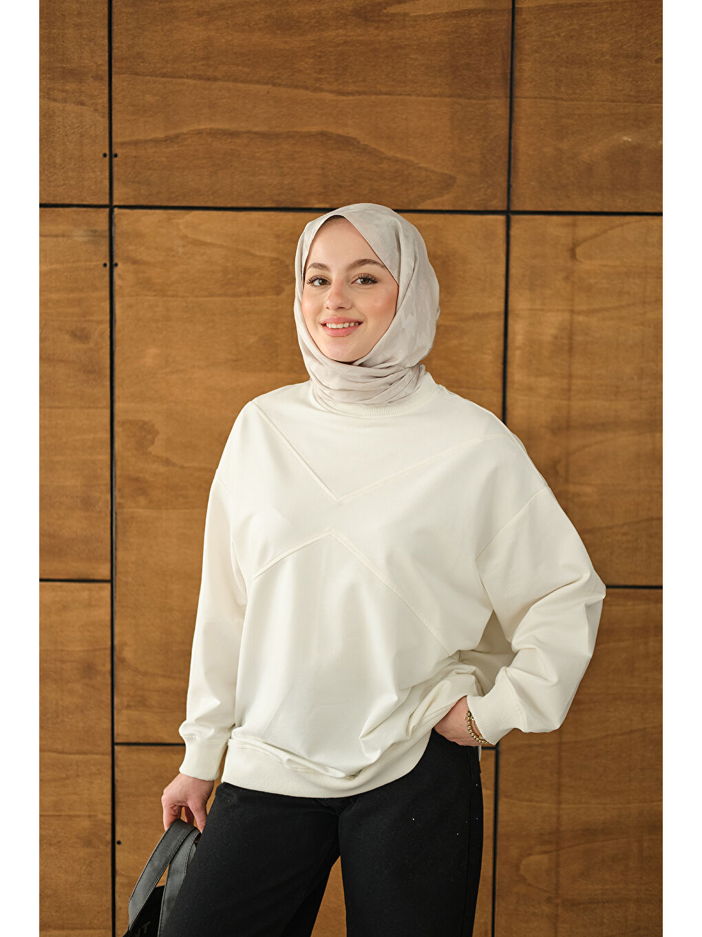 Kadın Dikiş Detay Tunik Beyaz