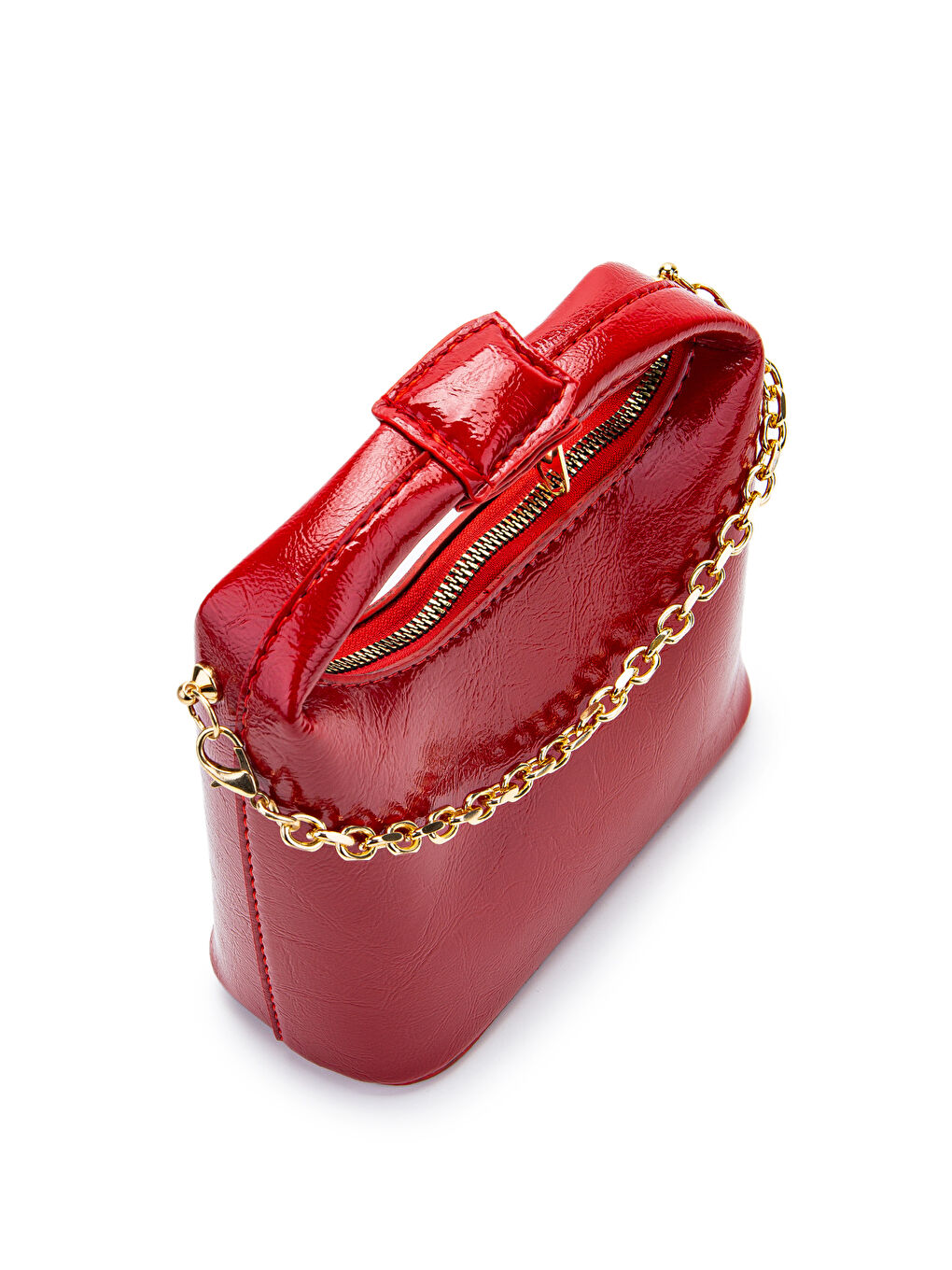 Zincir Askılı Rugan Suni Deri Kadın Çapraz Çanta Ivy Kırmızı-1
