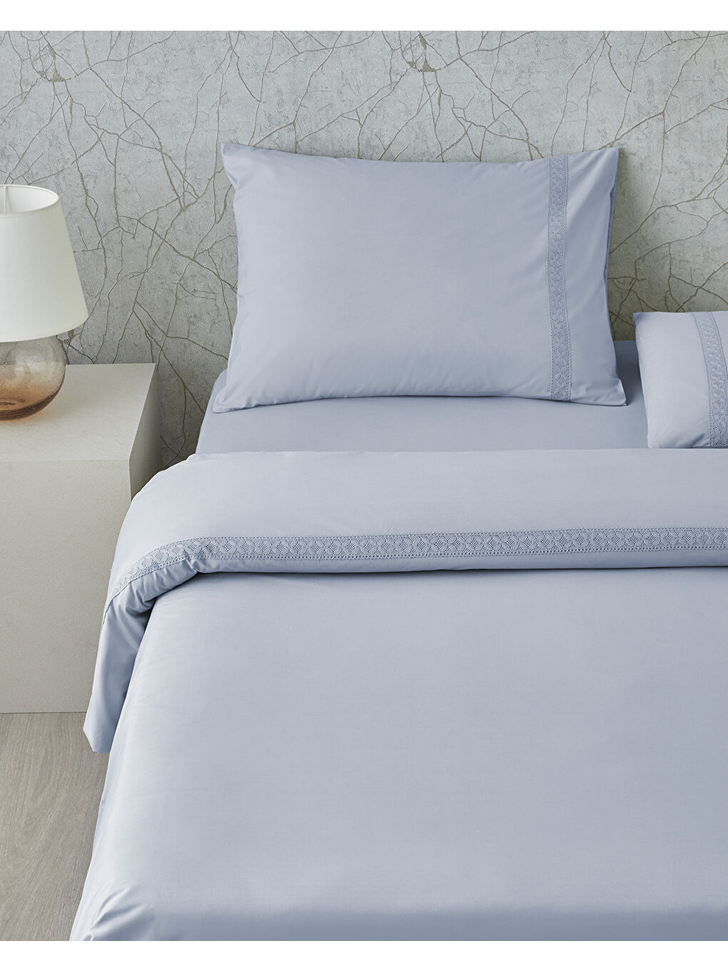 Lace Elegance Kopanakili Perkal King Size Nevresim Takımı 240x220 cm Lila-1