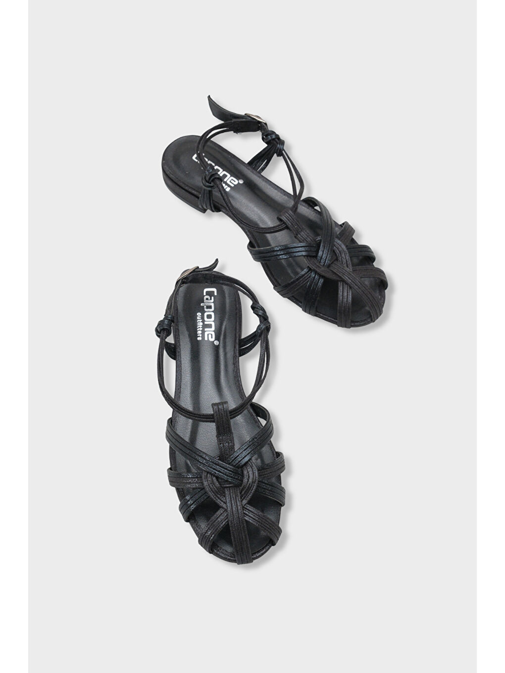 Siyah Gwynne Gladyatör Kısa Topuklu Kadın Babet-5