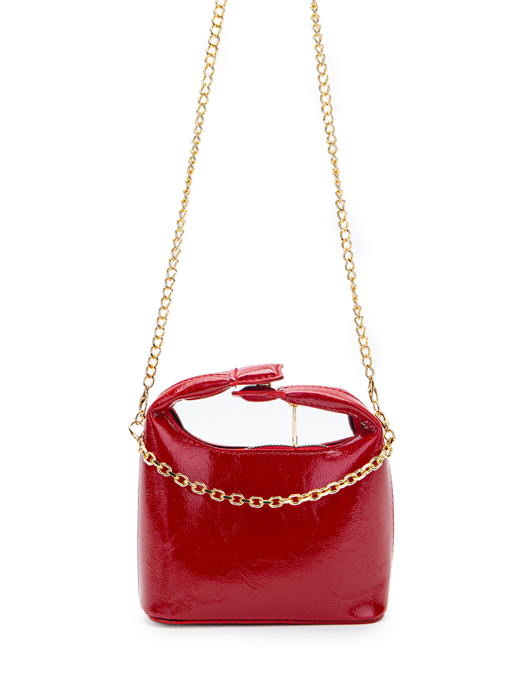 Zincir Askılı Rugan Suni Deri Kadın Çapraz Çanta Ivy Kırmızı-2