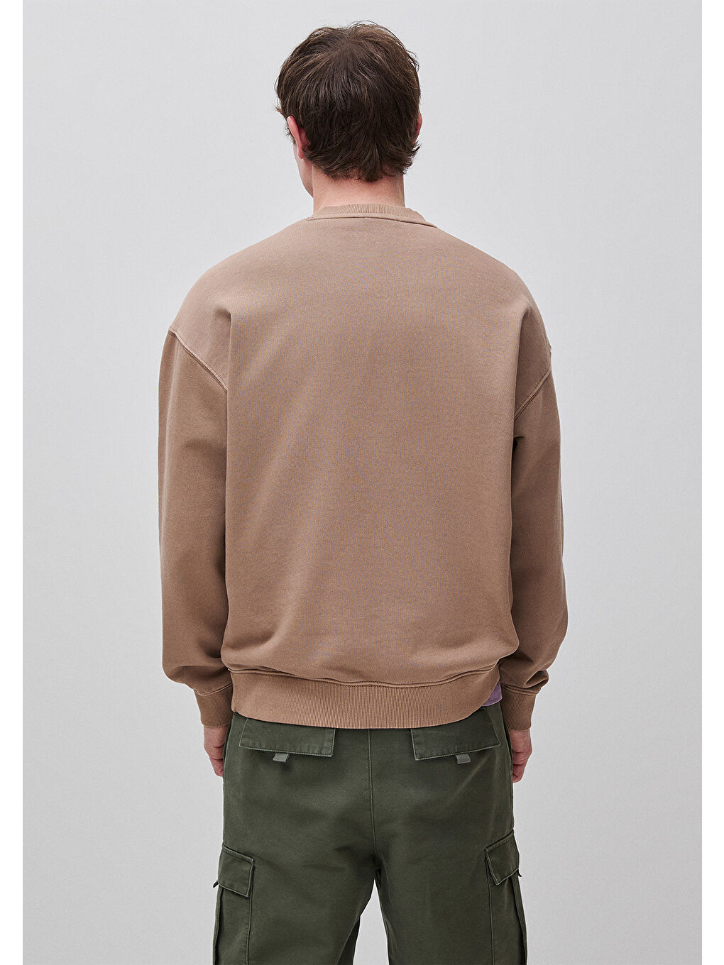 Kahverengi Erkek Taba  Pamuk Karışımlı Logo Detaylı Yuvarlak Yaka Sweatshirt-1