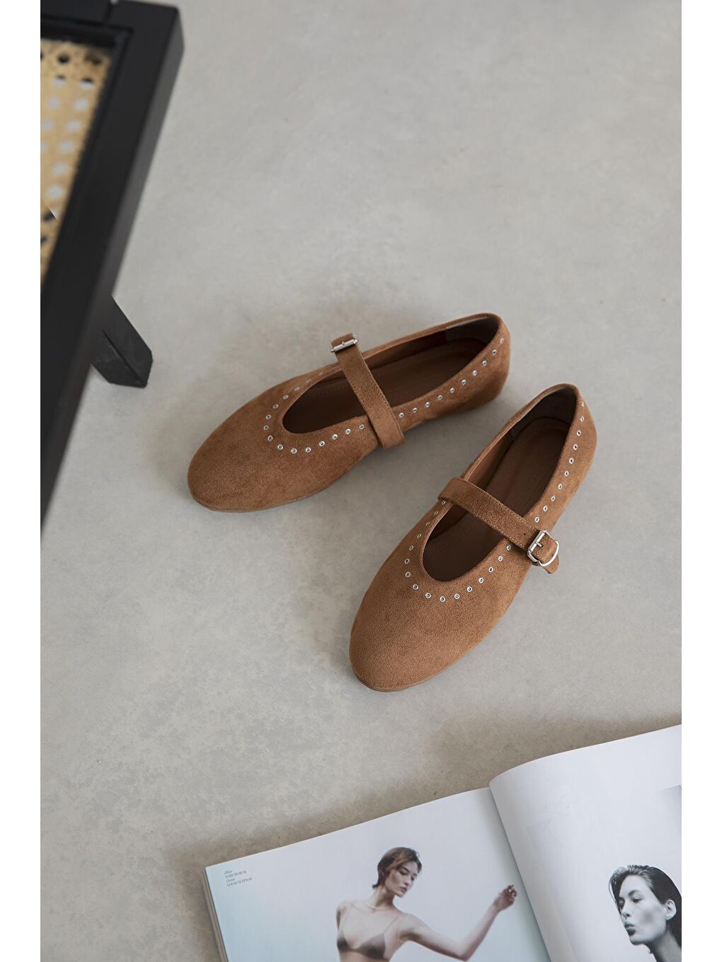 Kahverengi Abner  Kadın Drop Detay Süet Babet Taba-1