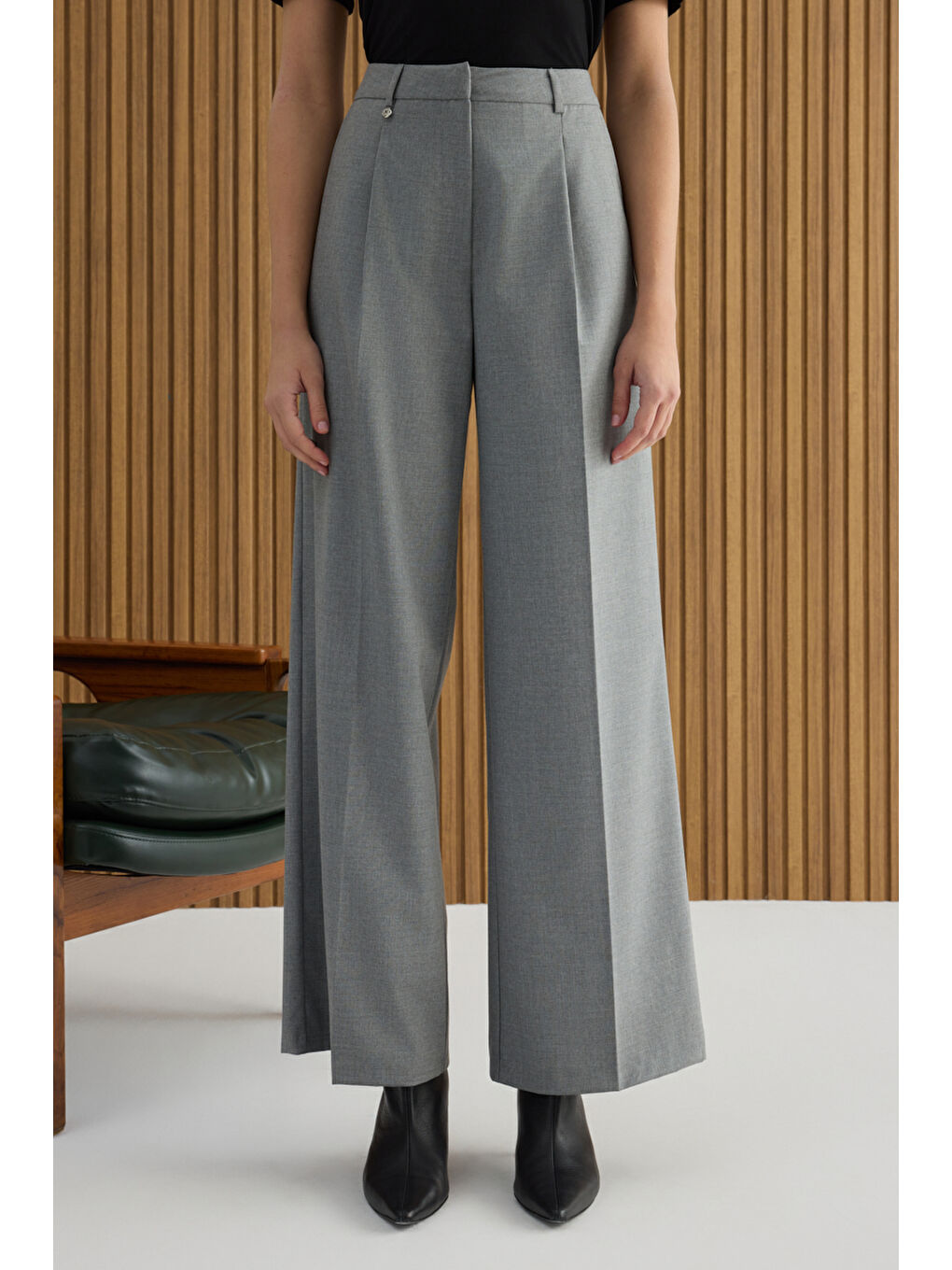 Gri Dokuma Pantolon-1