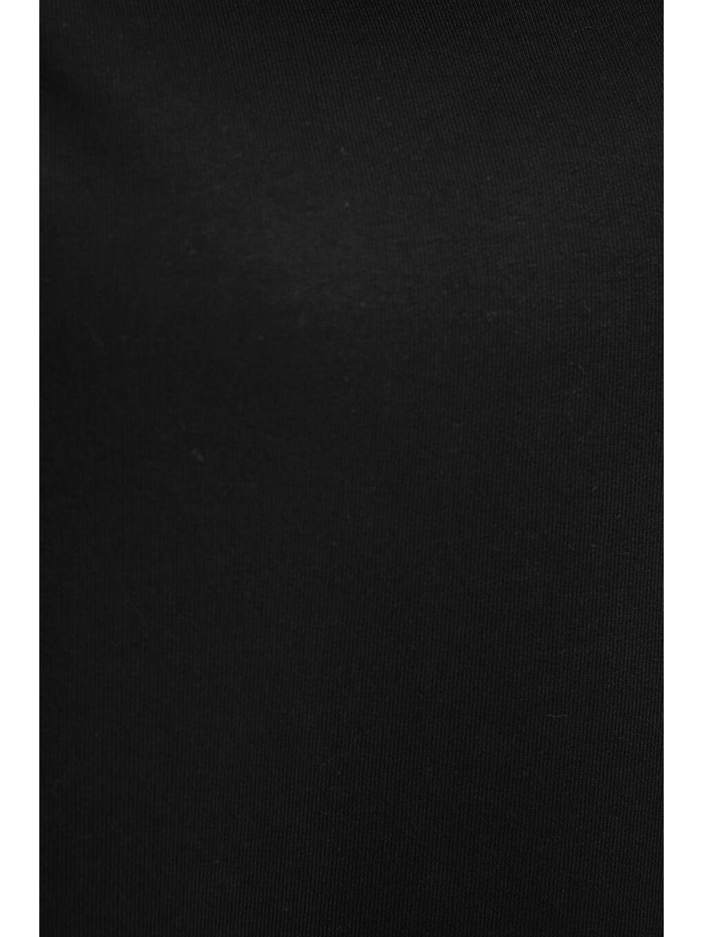 Kadın Oversize Geniş Kesim %100 Pamuk 2 İplik Bisiklet Yaka Siyah Sweatshirt-4