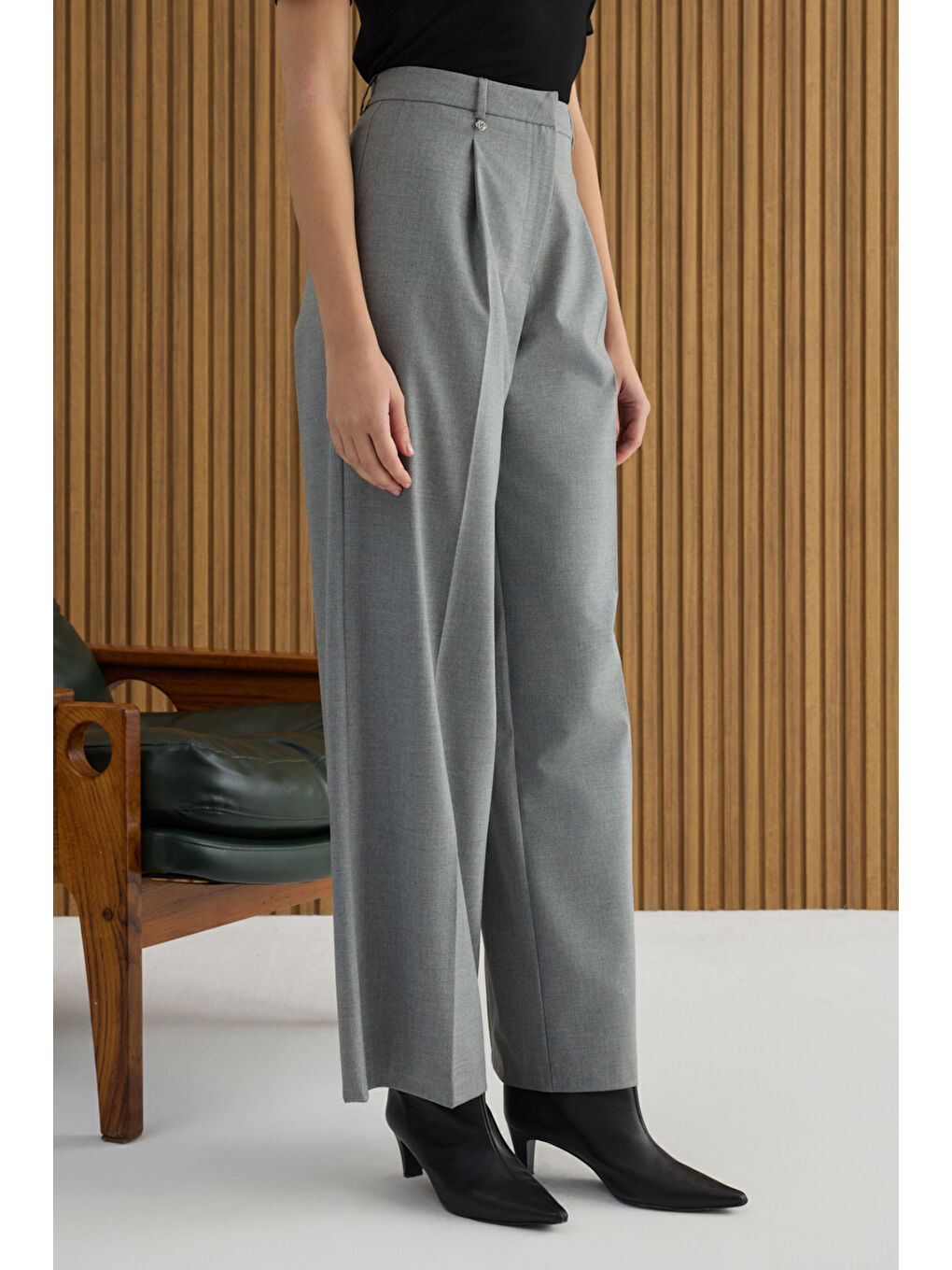 Gri Dokuma Pantolon-2