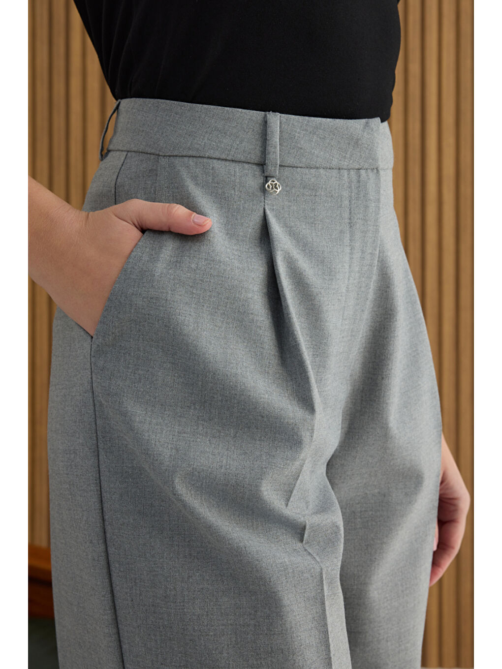 Gri Dokuma Pantolon-3
