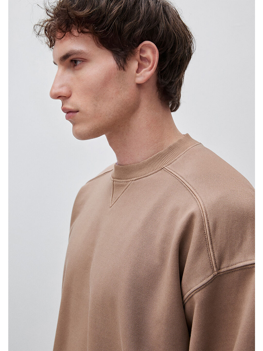 Kahverengi Erkek Taba  Pamuk Karışımlı Logo Detaylı Yuvarlak Yaka Sweatshirt-3