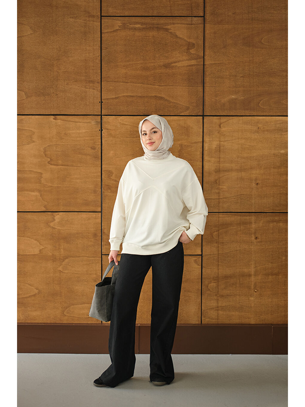 Kadın Dikiş Detay Tunik Beyaz-2