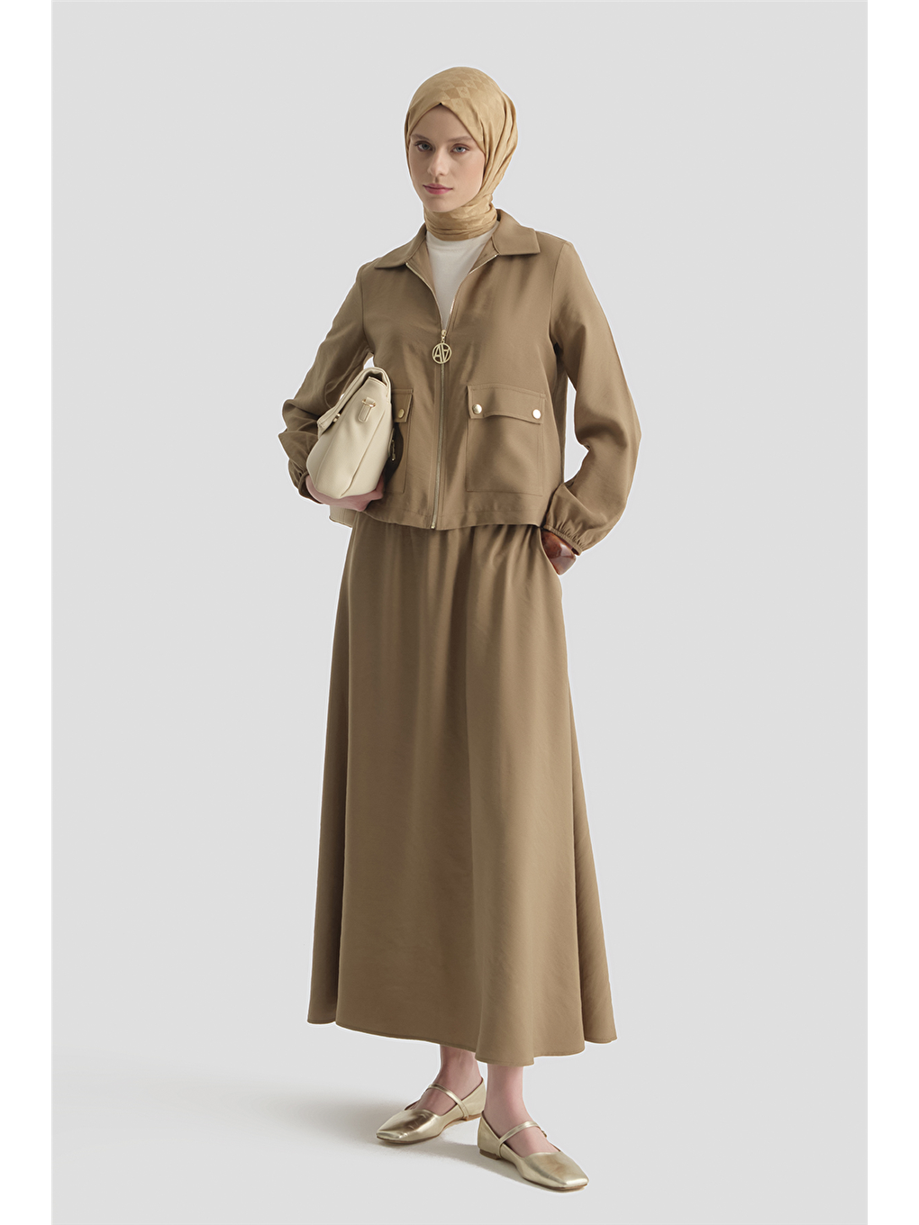 Bej Basic Ceketli Takım Vizon-1