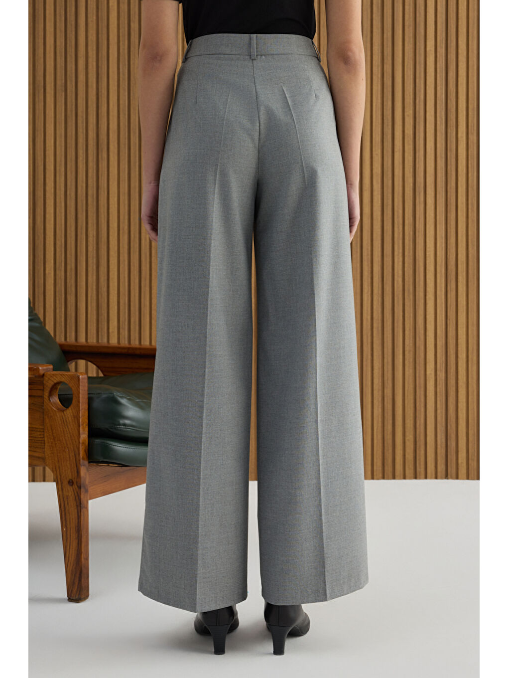 Gri Dokuma Pantolon-5