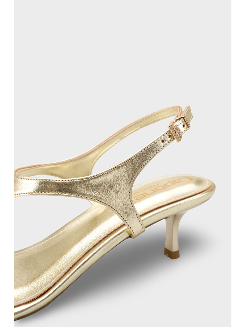 Sarı Corella Yuvarlak Burunlu Parmak Arası Orta Topuklu Kadın Ayakkabı-3