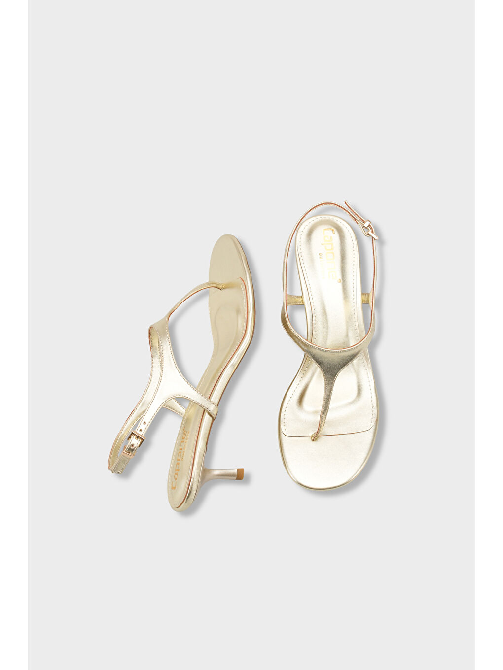 Sarı Corella Yuvarlak Burunlu Parmak Arası Orta Topuklu Kadın Ayakkabı-4