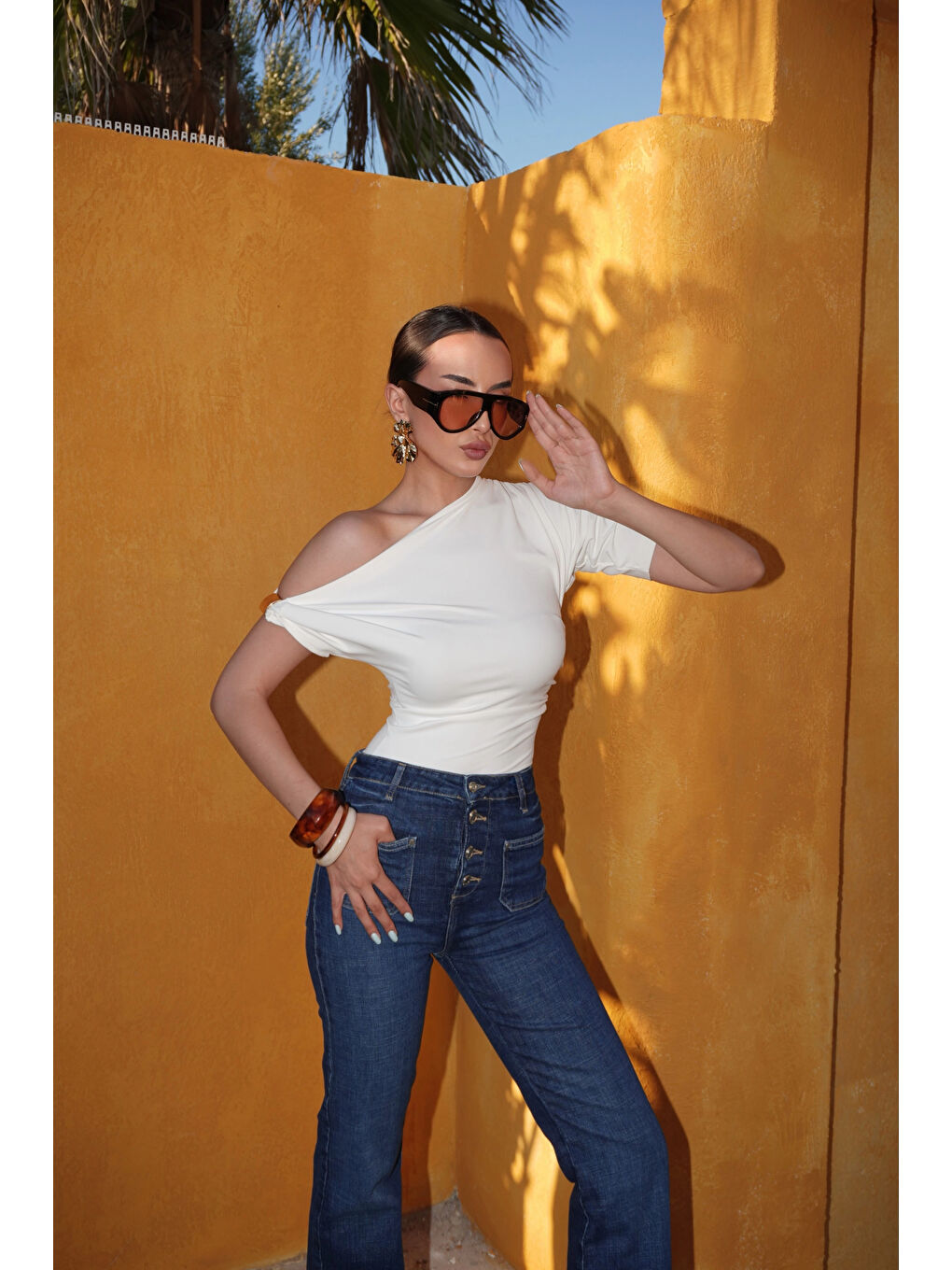 Kadın Beyaz Omuzu Açık Bluz 0999-25123-1