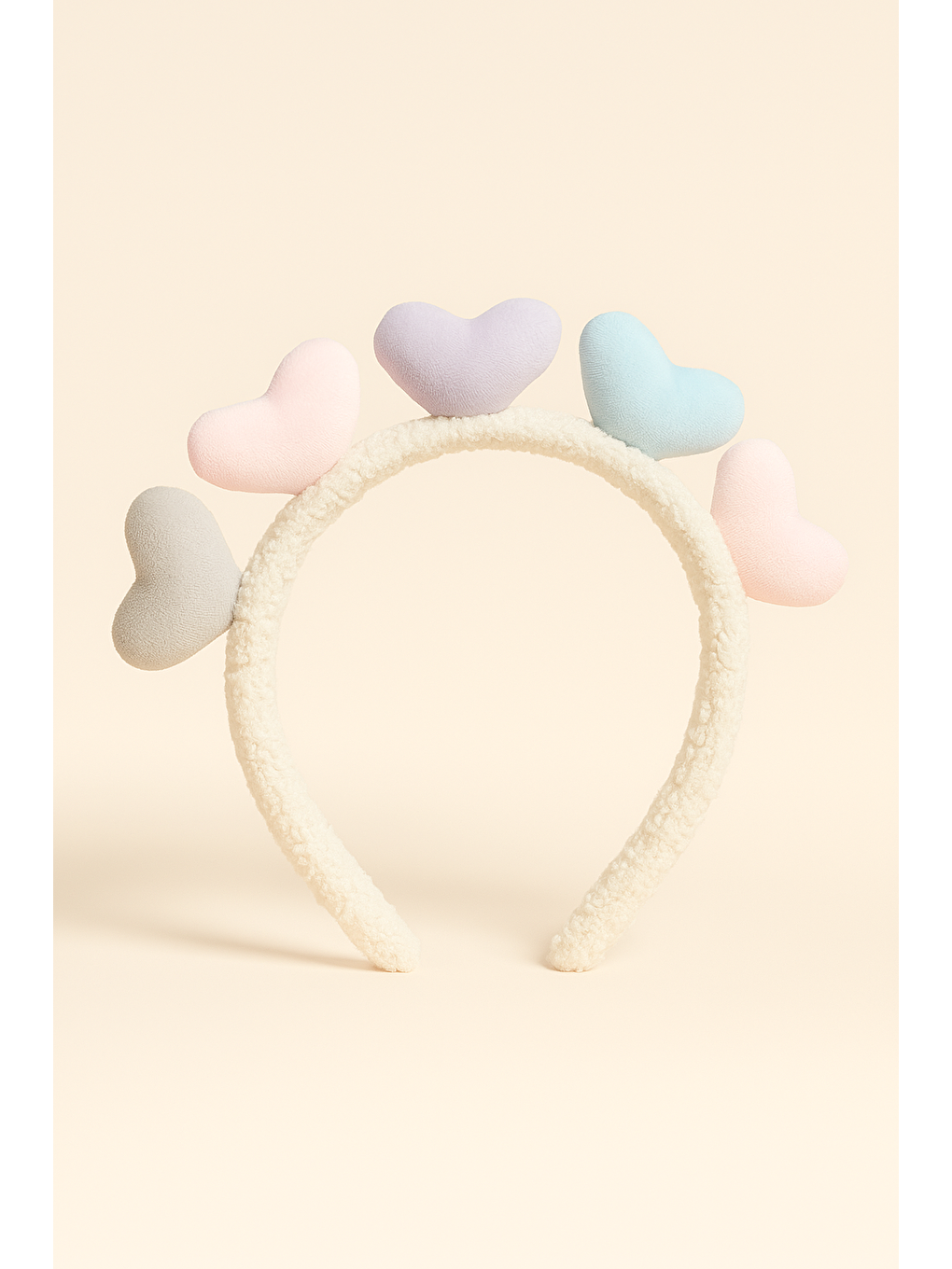 Çocuk Küçük Kalp Aksesuarlı Taç Beyaz