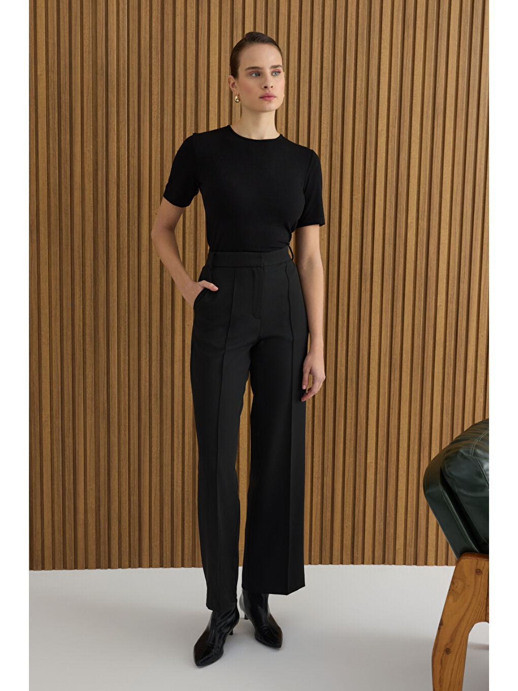 Siyah Dokuma Pantolon-1