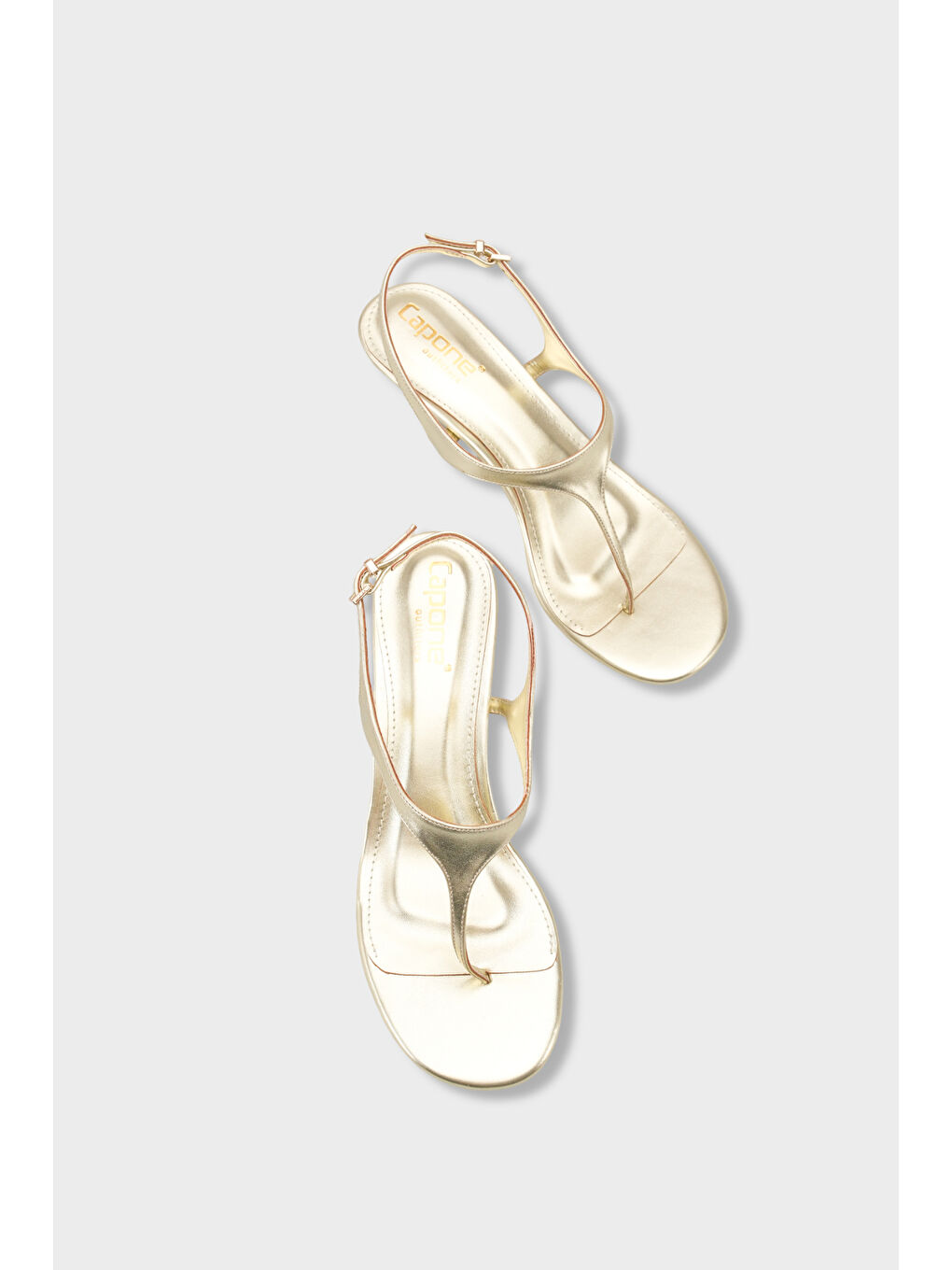 Sarı Corella Yuvarlak Burunlu Parmak Arası Orta Topuklu Kadın Ayakkabı-5