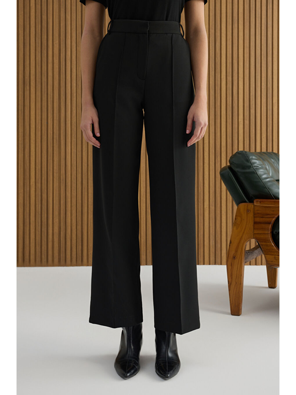 Siyah Dokuma Pantolon-2