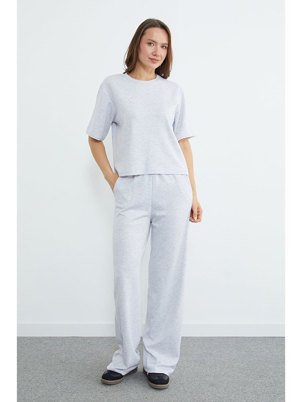 Gri Biyeli Bisiklet Yaka Modal 2 Li Takım