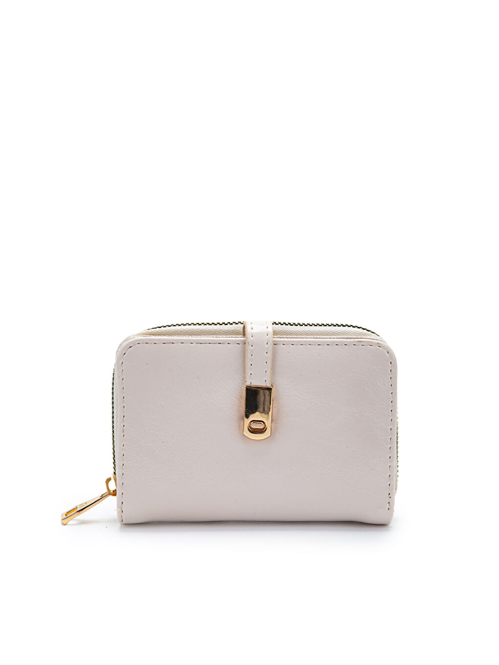 Ekru Rugan Suni Deri Kadın Cüzdan Krem MN107