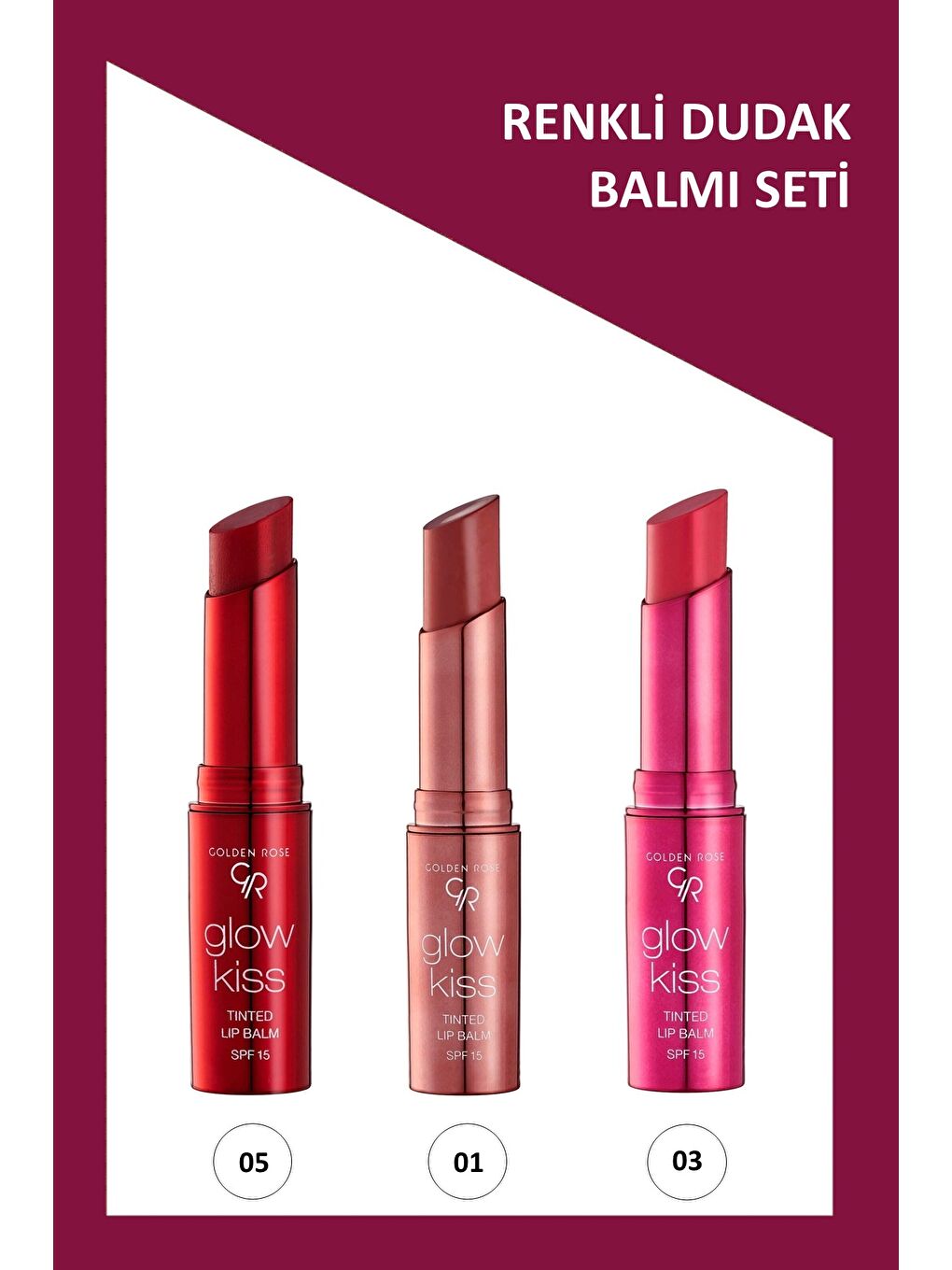 Glow Kiss No:05 - No: 01 - No: 03 Renkli Dudak Nemlendirici Seti