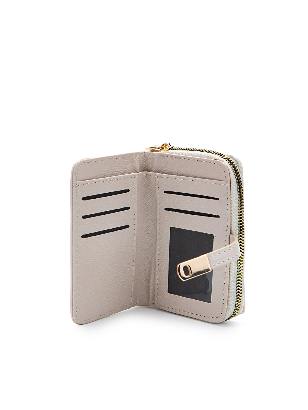 Ekru Rugan Suni Deri Kadın Cüzdan Krem MN107-2