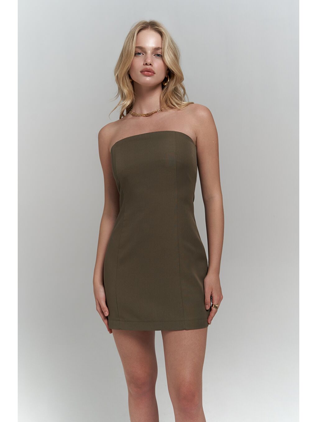Clara Straplez Haki Elbise