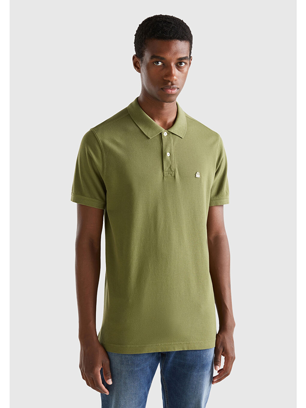 United Colors Of Benetton Erkek Zeytin Yeşili Regular Fit Kısa Kollu Polo Tshirt - 2