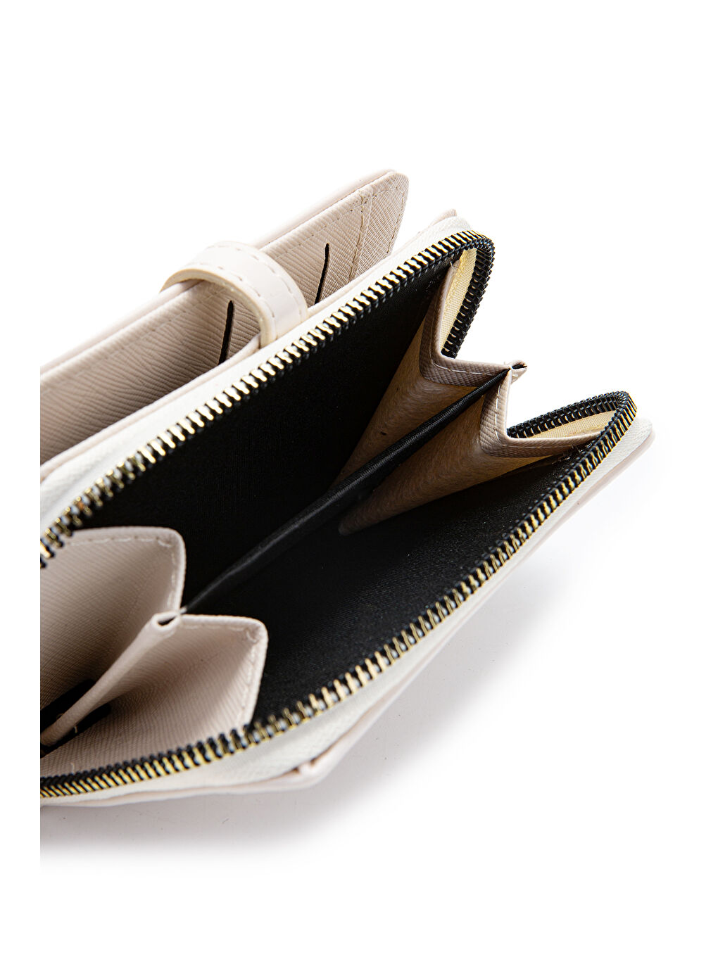 Ekru Rugan Suni Deri Kadın Cüzdan Krem MN107-3