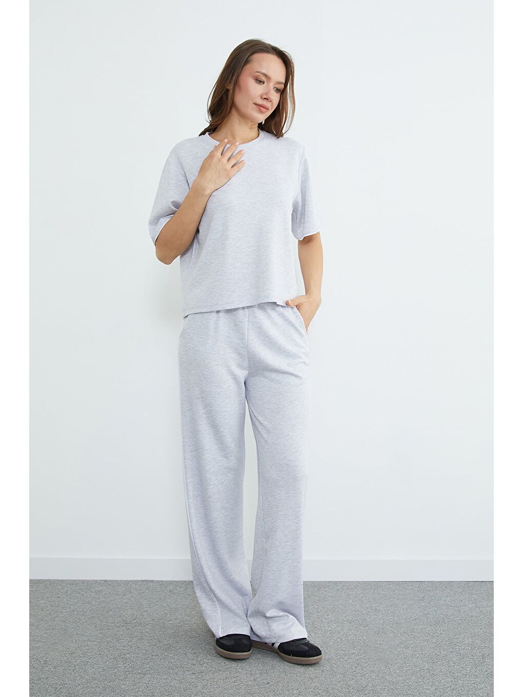 Gri Biyeli Bisiklet Yaka Modal 2 Li Takım-1