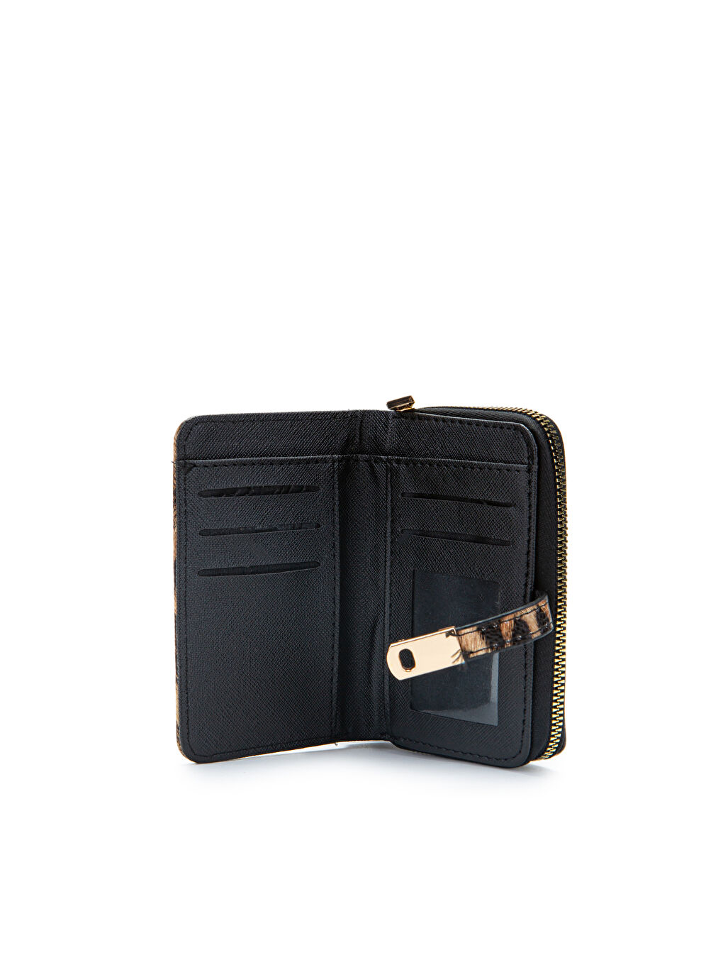 Kahverengi Rugan Suni Deri Kadın Cüzdan Leopar MN107-1