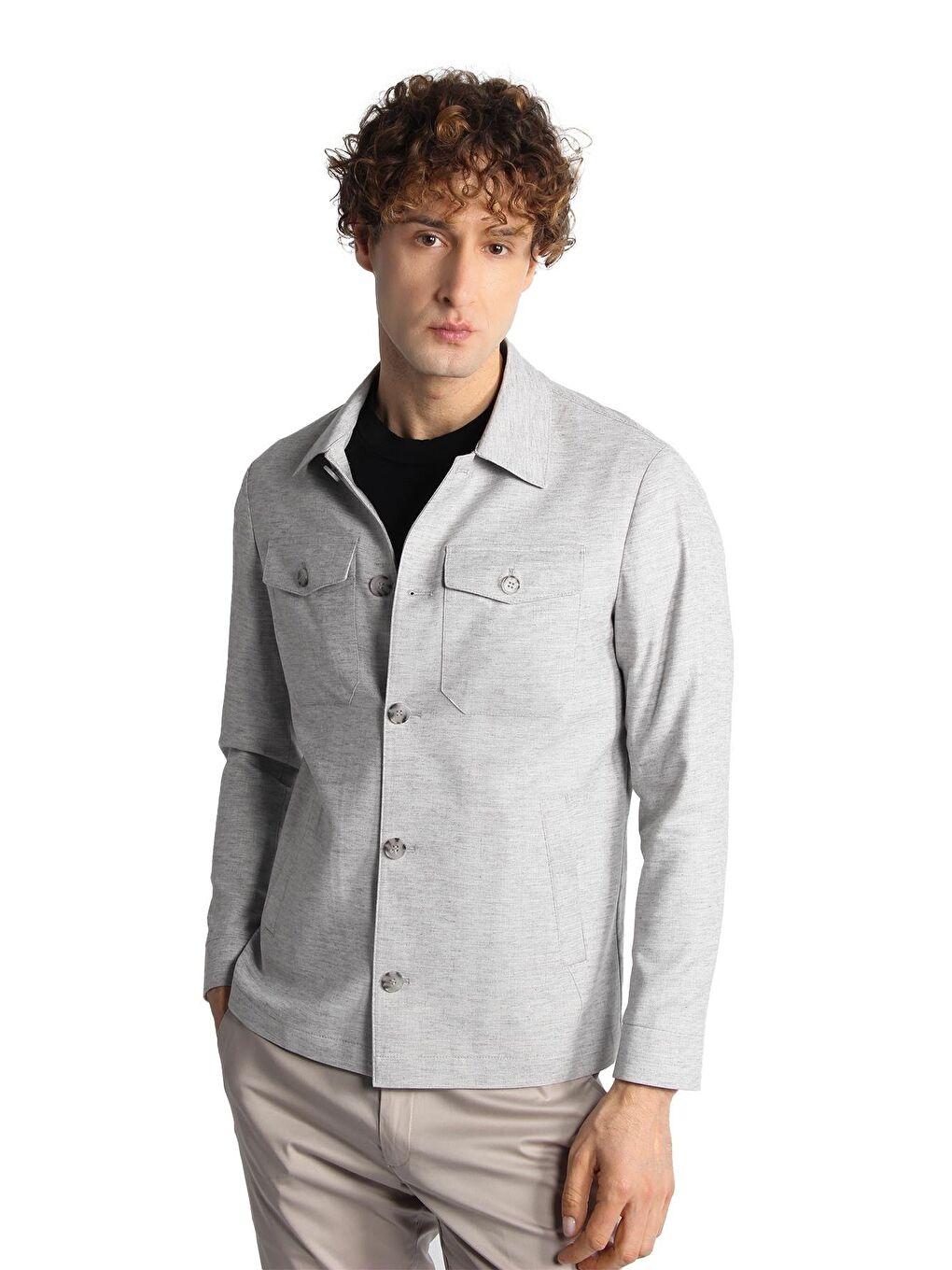 Erkek Gri Baharlık Mont Ceket