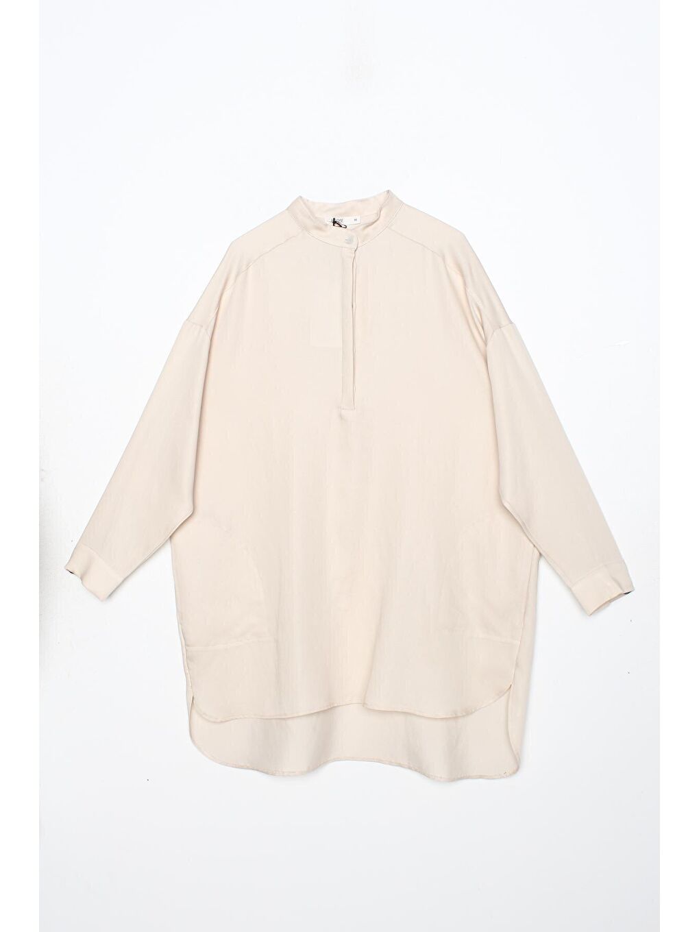 Açık Bej Yanları Cepli Rahat Kalıp Tunik-4