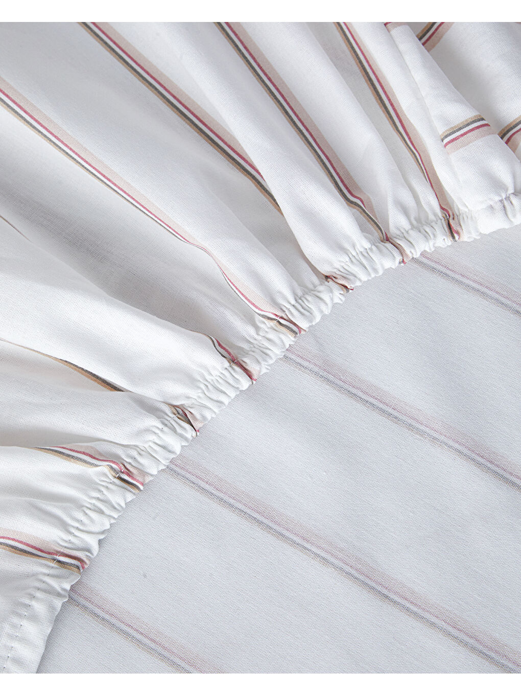 Serene Stripes Pamuklu Çift Kişilik Lastikli Çarşaf 160x200 cm Pembe-2