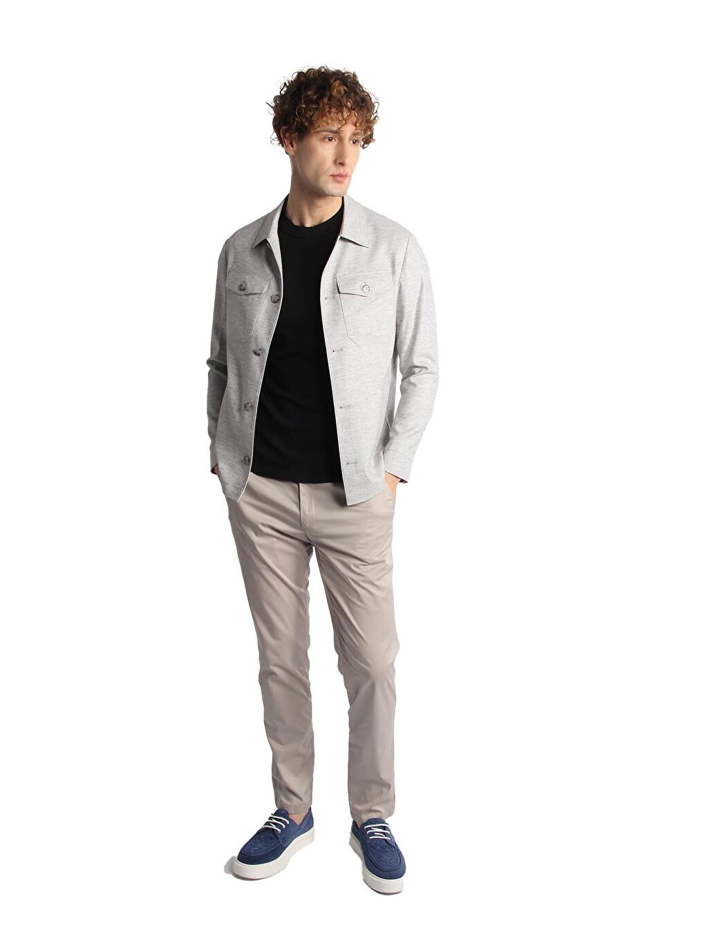 Erkek Gri Baharlık Mont Ceket-2