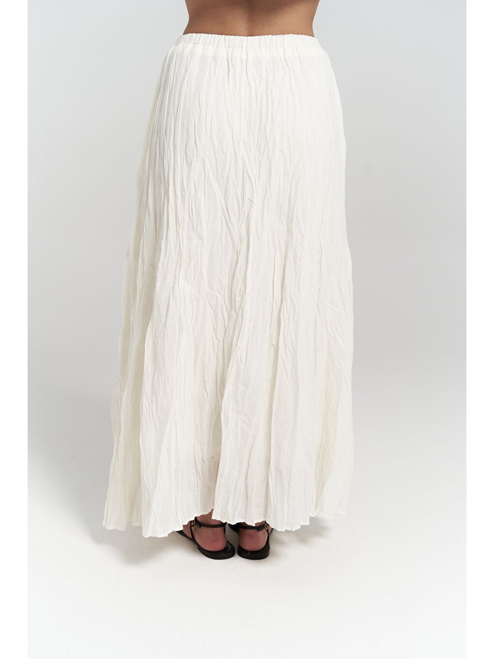 Jayla Kırışık Detay Uzun Ekru Etek-7