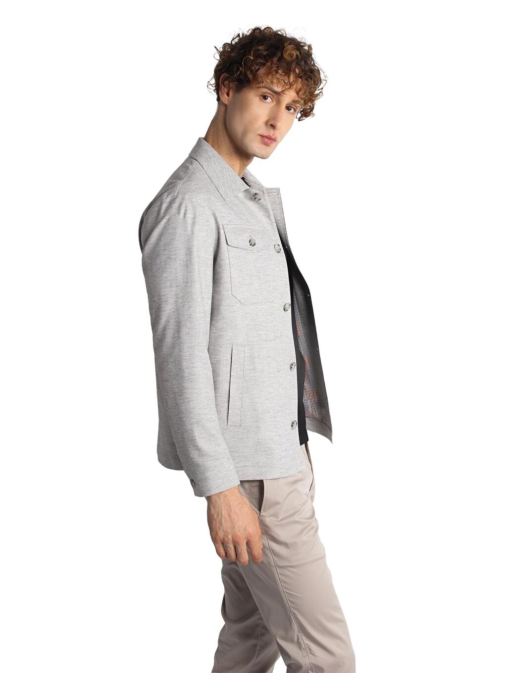 Erkek Gri Baharlık Mont Ceket-3