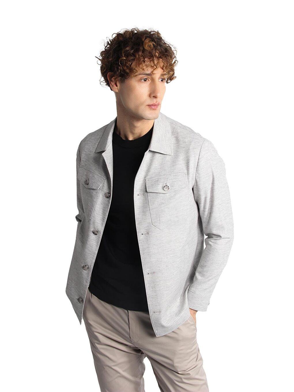 Erkek Gri Baharlık Mont Ceket-4