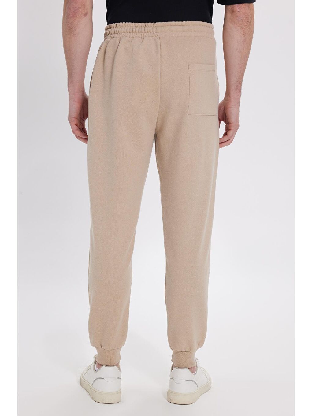 Erkek Regular Fit Klasik Kesim Beli Bağcıklı Jogger Cepli Lastikli Paça Bej Eşofman Altı-6