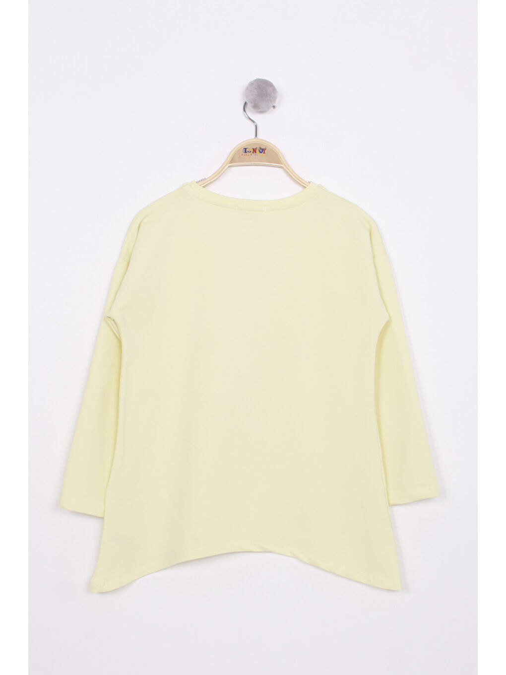 Sarı Kız Çocuk Pullu Kalp Nakışlı Tişört-1