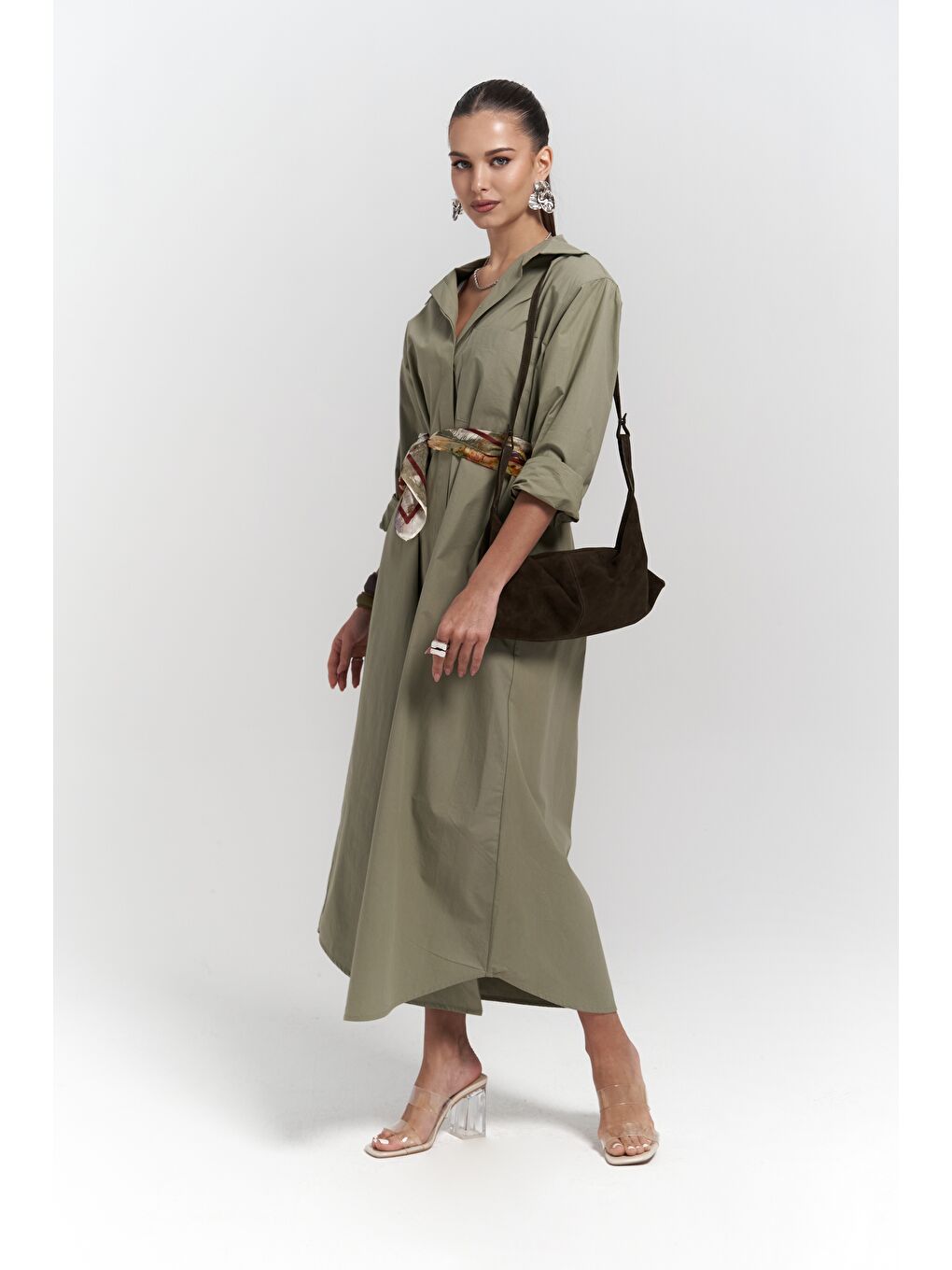 Belsay Trençkot Haki Elbise-2