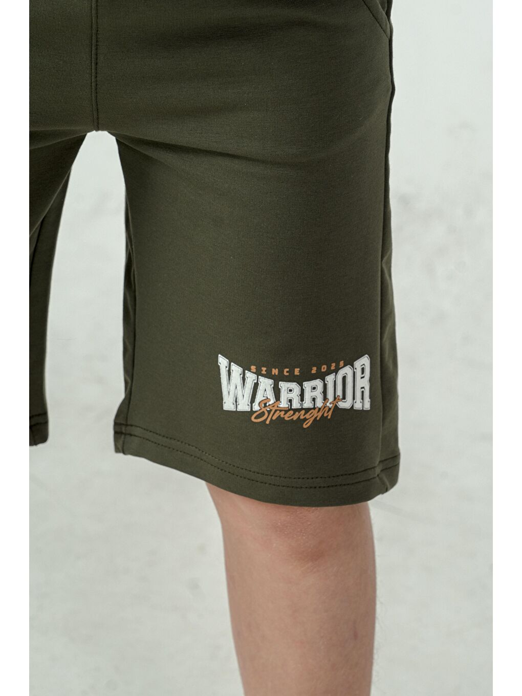 Haki Warrior Strenght Baskılı Erkek Çocuk Şort - Tişört Takımı-4