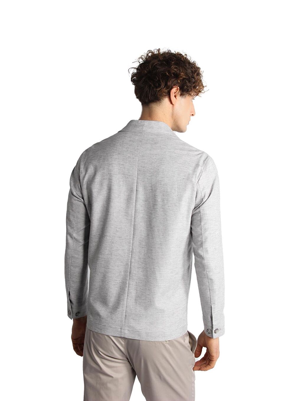 Erkek Gri Baharlık Mont Ceket-5