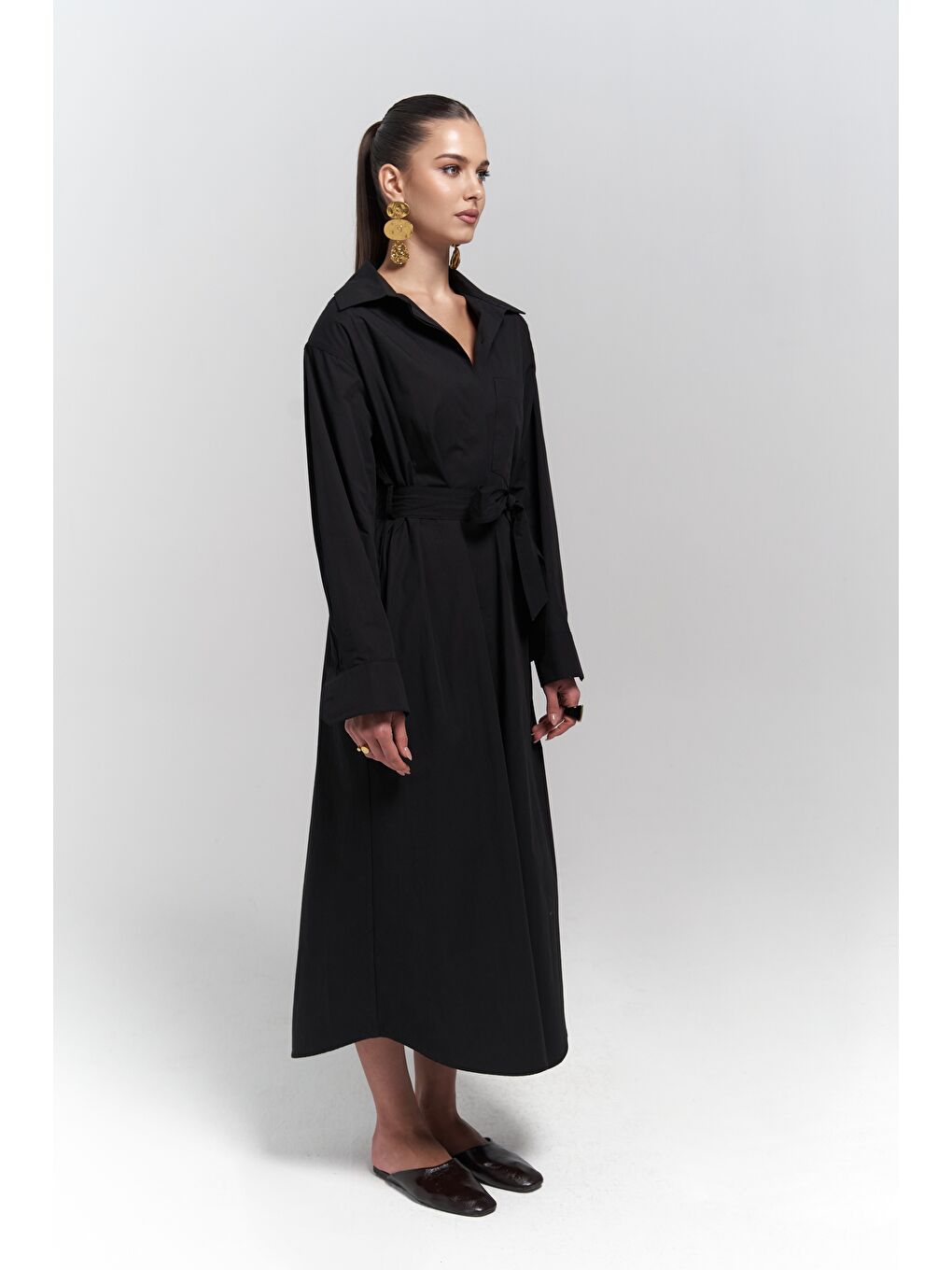 Belsay Trençkot Siyah Elbise-2